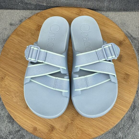 Chaco Shoes - Chaco Womens Chillos Size 7 Sandals Blue Slide Adjustable Straps Beach Vacation